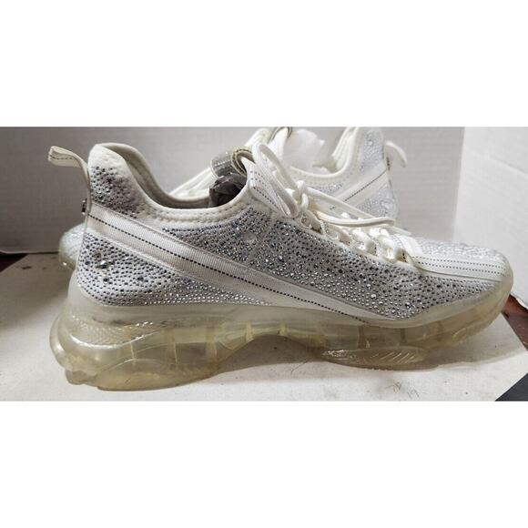 Steve Madden Womens Maxima-R White Bling Rhinestones Concert Sneaker Shoe Sz 12 - Picture 3 of 15